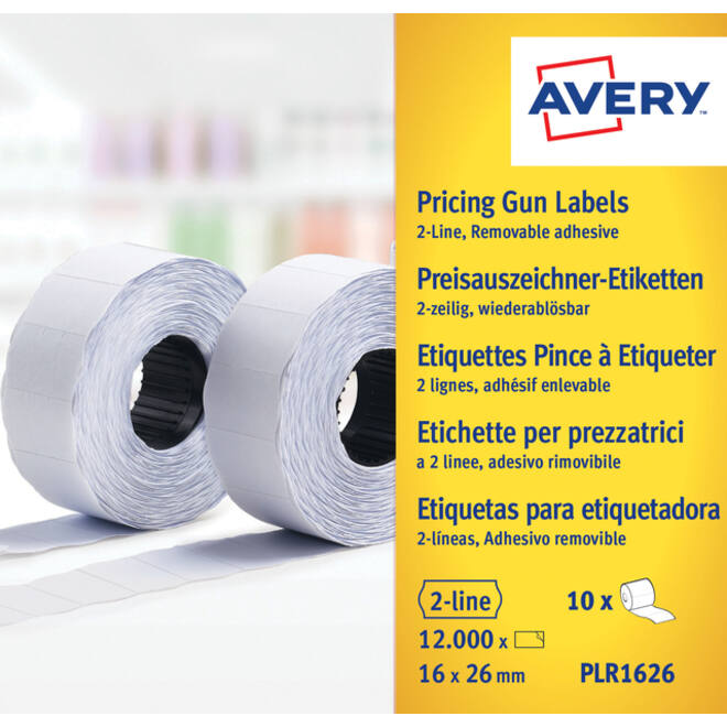 Prijsetiket Avery PLR1626 16x26mm afneembaar wit