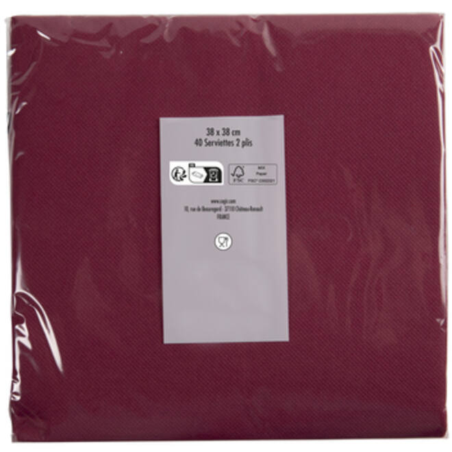 Servet Pronappe 1/4 vouw 2-laags 380x380mm 40 vel bordeauxrood