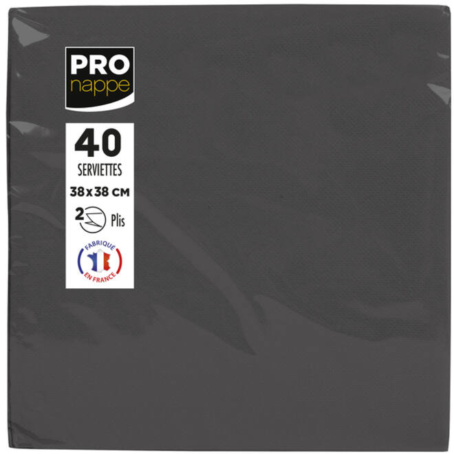 Servet Pronappe 1/4 vouw 2-laags 380x380mm 40 vel zwart