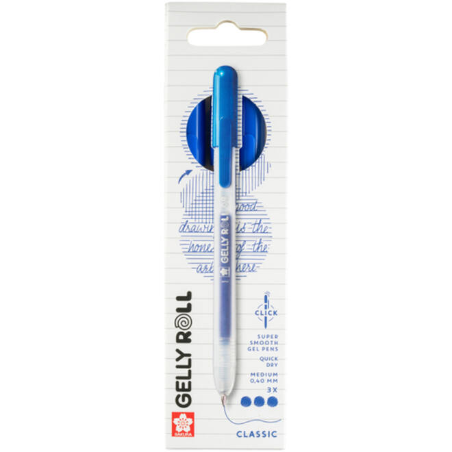 Gelschrijver Sakura Gelly Roll Classic 08 klikfunctie set à 3 stuks blauw