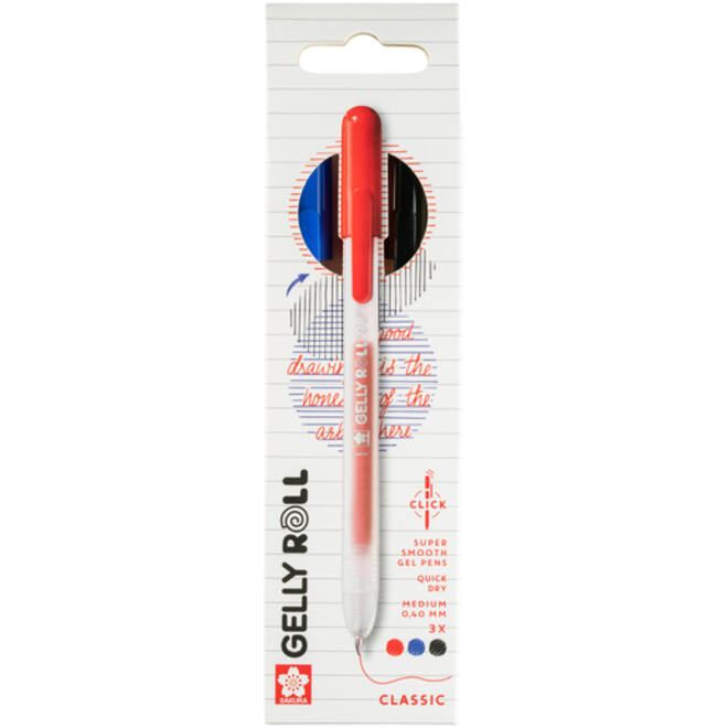 Gelschrijver Sakura Gelly Roll Classic 08 klikfunctie set à 3 kleuren