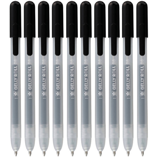 Gelschrijver Sakura Gelly Roll Classic 08 klikfunctie set à 10 stuks zwart