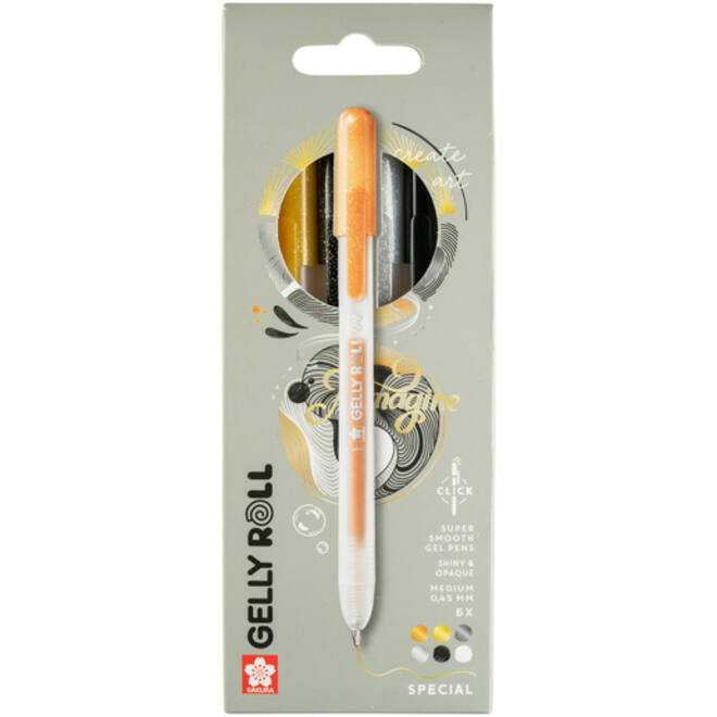 Gelschrijver Sakura Gelly Roll Special 08 klikfunctie set à 6 kleuren