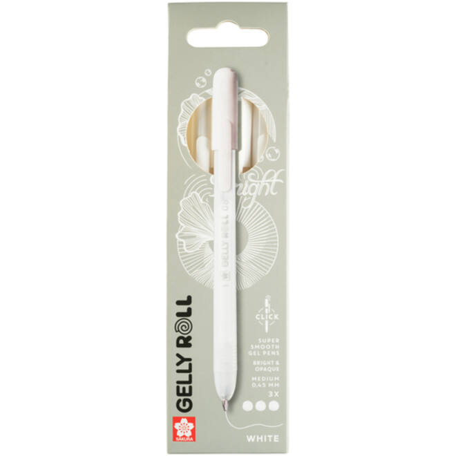 Gelschrijver Sakura Gelly Roll Classic 08 klikfunctie set à 3 stuks wit