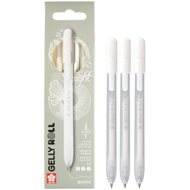 Gelschrijver Sakura Gelly Roll Classic 08 klikfunctie set à 3 stuks wit