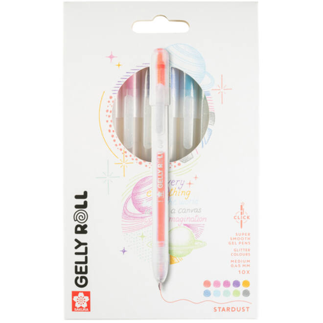 Gelschrijver Sakura Gelly Roll Stardust 08 klikfunctie set à 10 kleuren