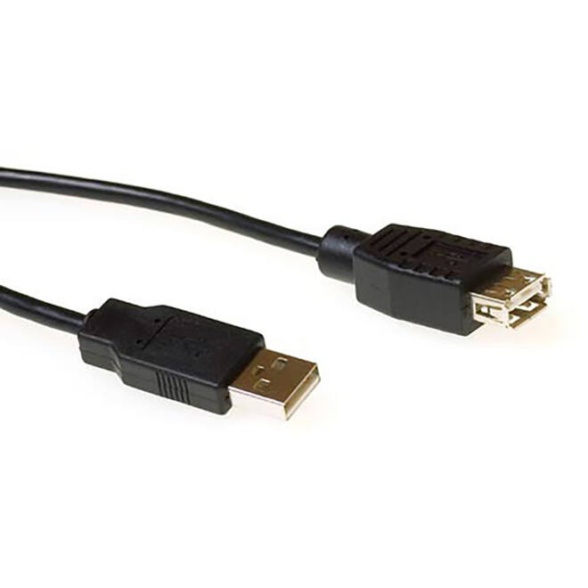 Kabel ACT USB 2.0 A male - USB A female zwart 3 meter