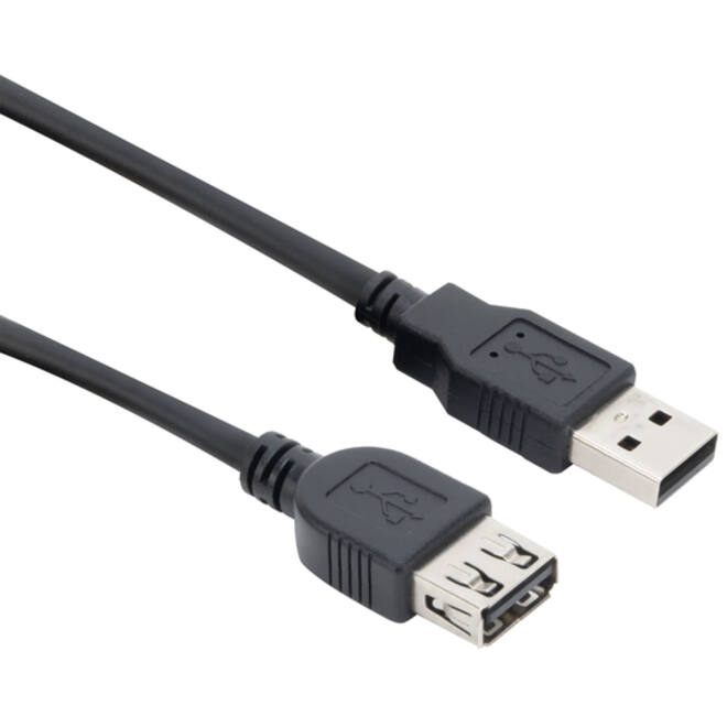 Kabel ACT USB 2.0 A male - USB A female zwart 0.5 meter