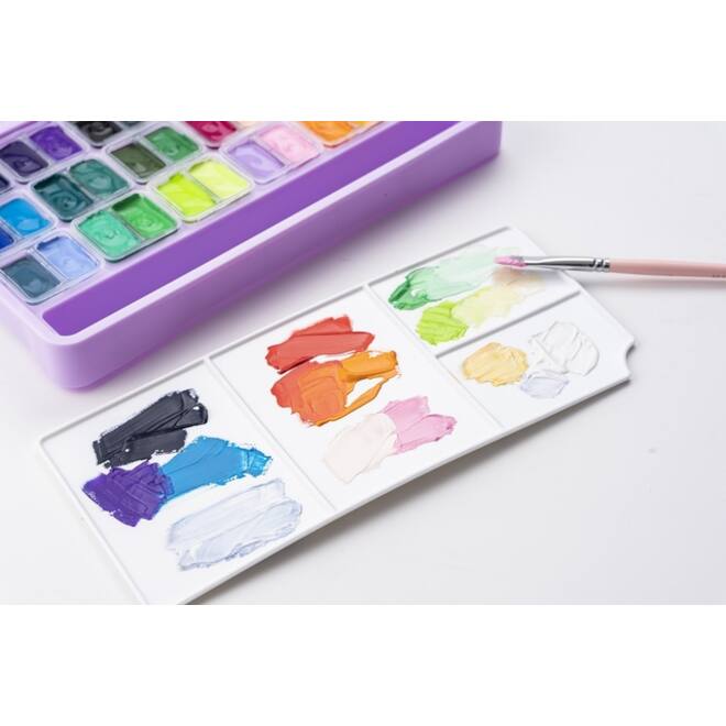 Gouache HIMI Twin cups 36 kleuren 12gr opbergbox lila