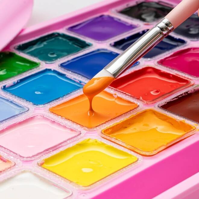 Gouache HIMI 24 kleuren 30gr opbergbox roze