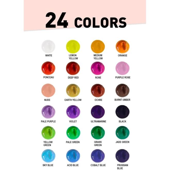 Gouache HIMI 24 kleuren 30gr opbergbox roze
