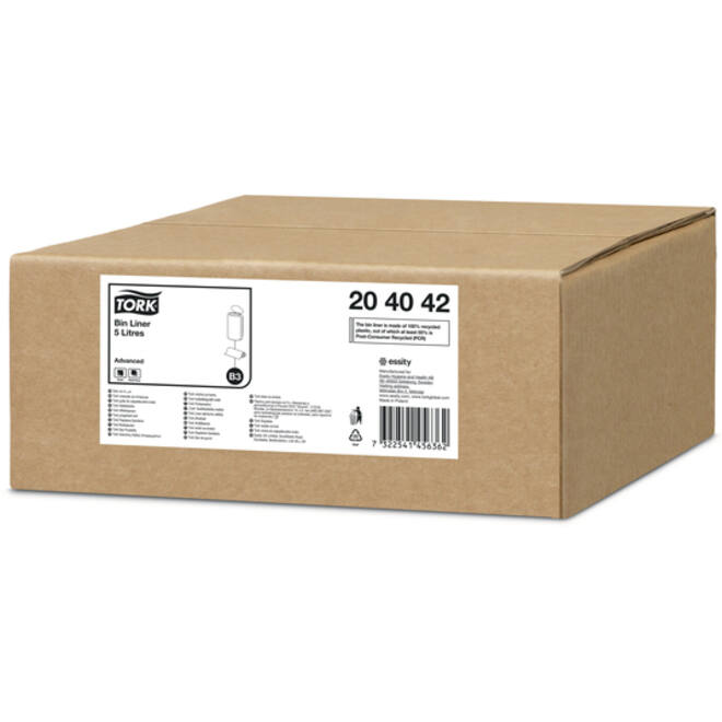 Afvalzak Tork B3 Advanced 33x40cm 5L transparant 204042