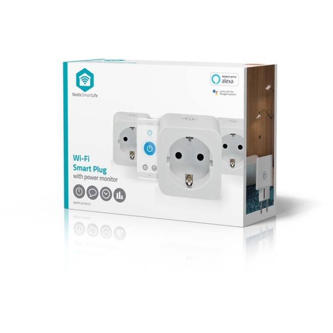 Slimme stekker Nedis Smartlife Wifi 3 stuks wit