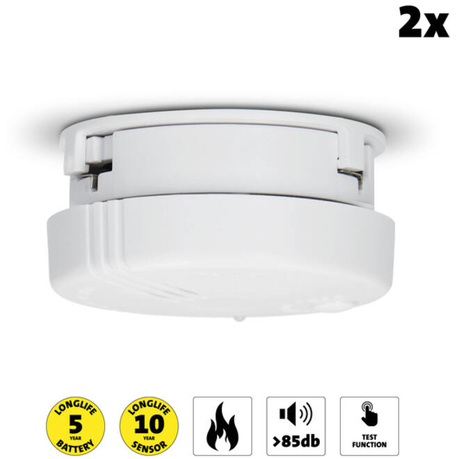 Rookmelder Alecto mini 2 stuks met 5 jaar batterij SA102 wit