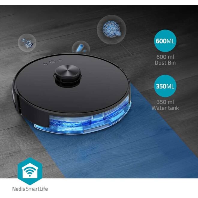 Robotstofzuiger Nedis Smartlife wifi laser 3-in-1 zwart
