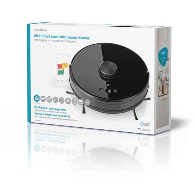 Robotstofzuiger Nedis Smartlife wifi laser 3-in-1 zwart