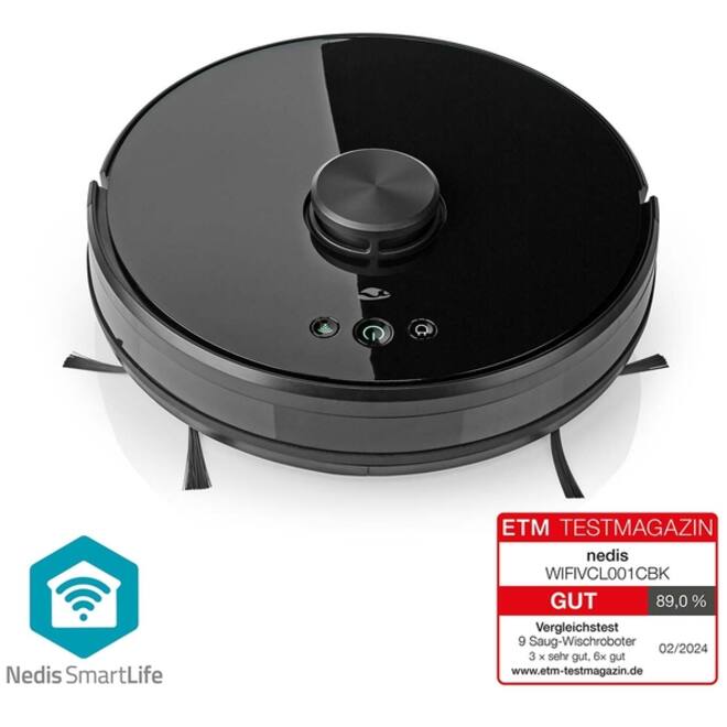 Robotstofzuiger Nedis Smartlife wifi laser 3-in-1 zwart