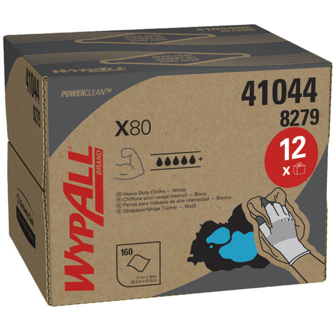Poetsdoek WypAll X80 PowerClean 426x281mm 160vel dispenserdoos wit 8279