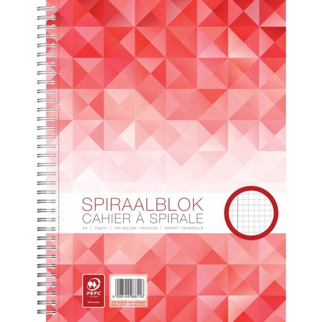 Spiraalblok WORK A4 ruit 5x5mm 100vel 70gr