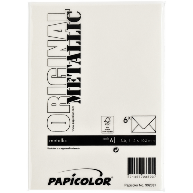 Envelop Papicolor C6 114x162mm metallic ivoor