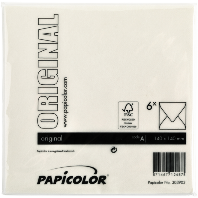 Envelop Papicolor 140x140mm anjerwit