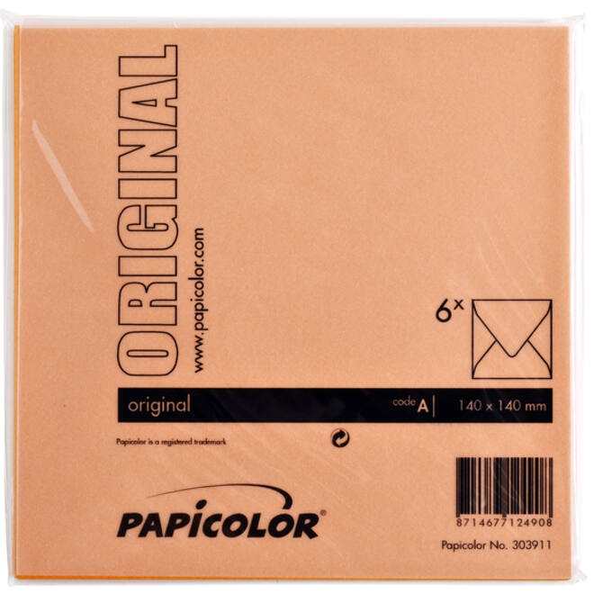 Envelop Papicolor 140x140mm oranje