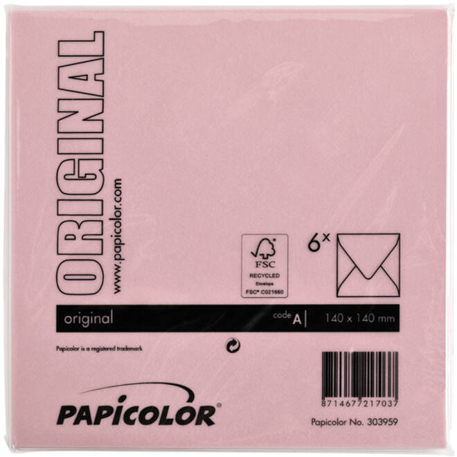 Envelop Papicolor 140x140mm babyroze