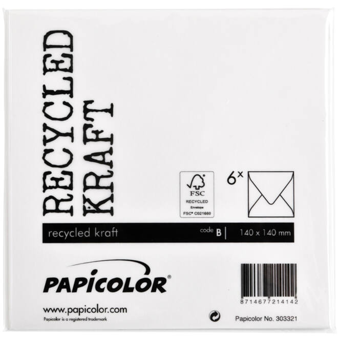 Envelop Papicolor 140x140mm kraft wit
