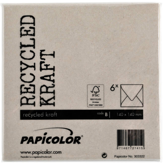 Envelop Papicolor 140x140mm kraft grijs