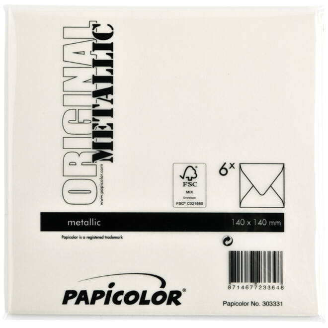 Envelop Papicolor 140x140mm metallic ivoor