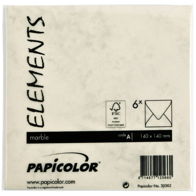 Envelop Papicolor 140x140mm marble ivoor