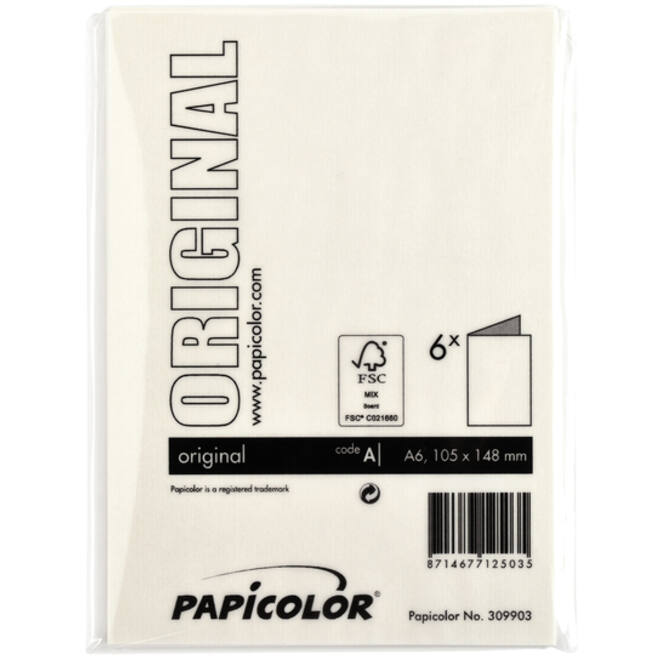 Correspondentiekaart Papicolor dubbel 105x148mm anjerwit pak à 6 stuks