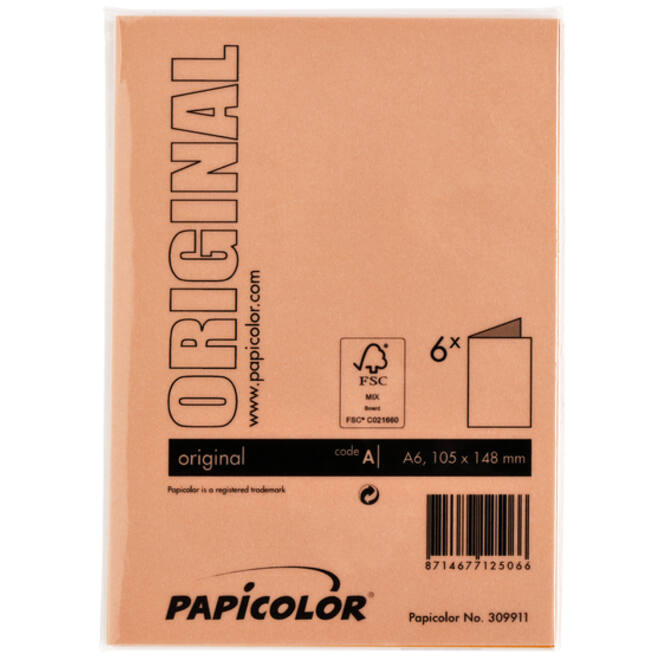 Correspondentiekaart Papicolor dubbel 105x148mm oranje pak à 6 stuks