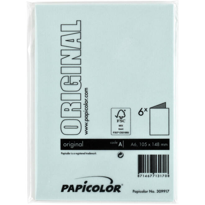 Correspondentiekaart Papicolor dubbel 105x148mm zeegroen pak à 6 stuks