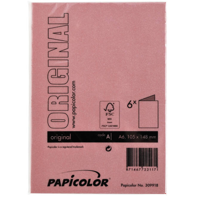 Correspondentiekaart Papicolor dubbel 105x148mm rood pak à 6 stuks