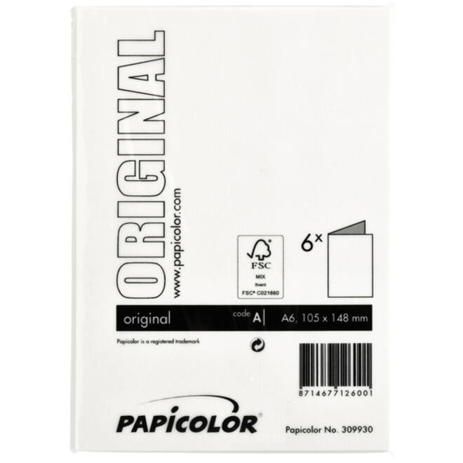 Correspondentiekaart Papicolor dubbel 105x148mm hagelwit pak à 6 stuks