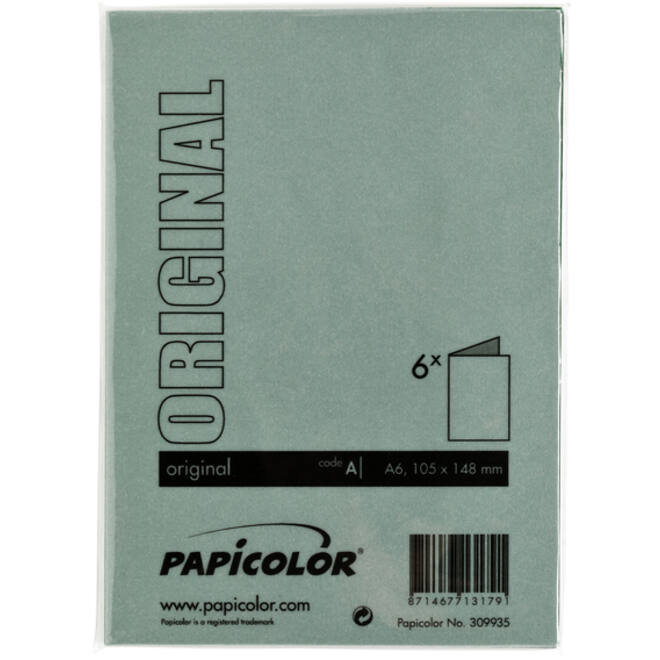 Correspondentiekaart Papicolor dubbel 105x148mm dennengroen pak à 6 stuks