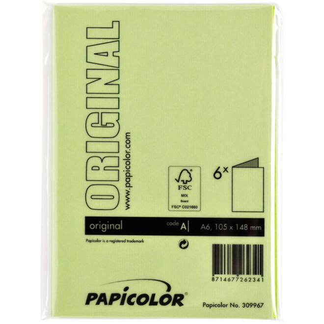 Correspondentiekaart Papicolor dubbel 105x148mm appelgroen pak à 6 stuks