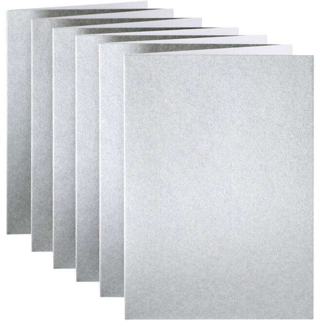 Correspondentiekaart Papicolor dubbel 105x148mm metallic zilver pak à 6 stuks