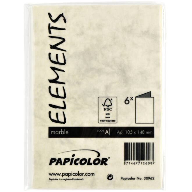 Correspondentiekaart Papicolor dubbel 105x148mm marmer ivoor pak à 6 stuks