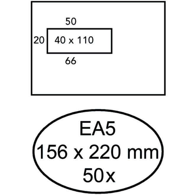 Envelop Hermes EA5 156x220mm venster 4x11links zelfkl 50stuk