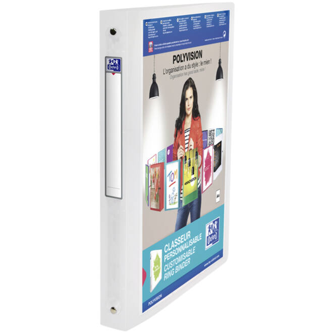 Presentatieringband Oxford Polyvision A4 4-rings O-mech 30mm rug transparant