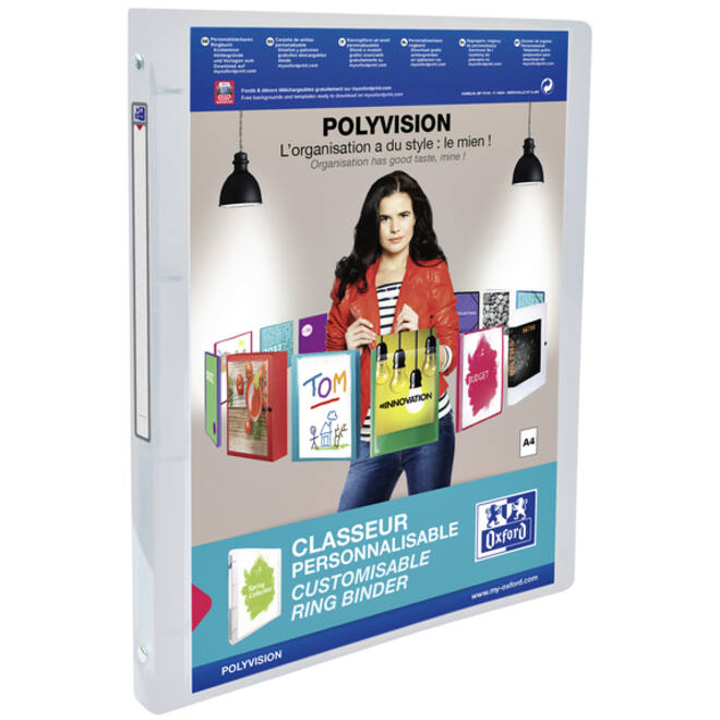 Presentatieringband Oxford Polyvision A4 4-rings O-mech 15mm transparant