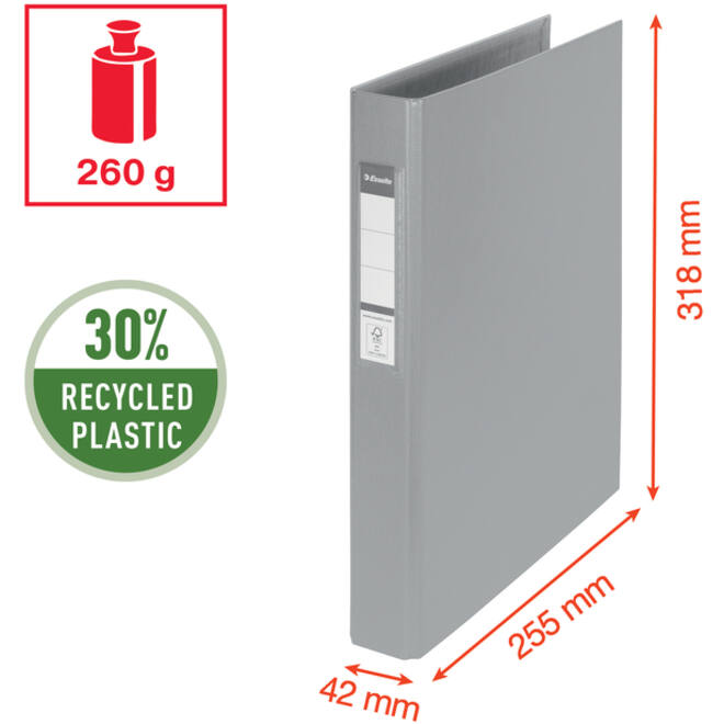 Ringband Esselte VIVIDA A4 42mm 30% gerecycled PP folie zwart