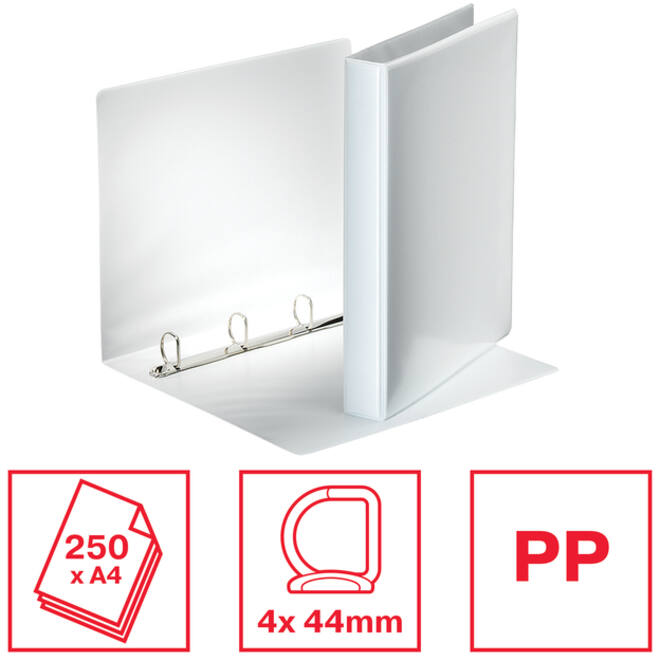 Presentatieringband Esselte Essentials panorama A4 4-rings D-mechaniek 44mm wit