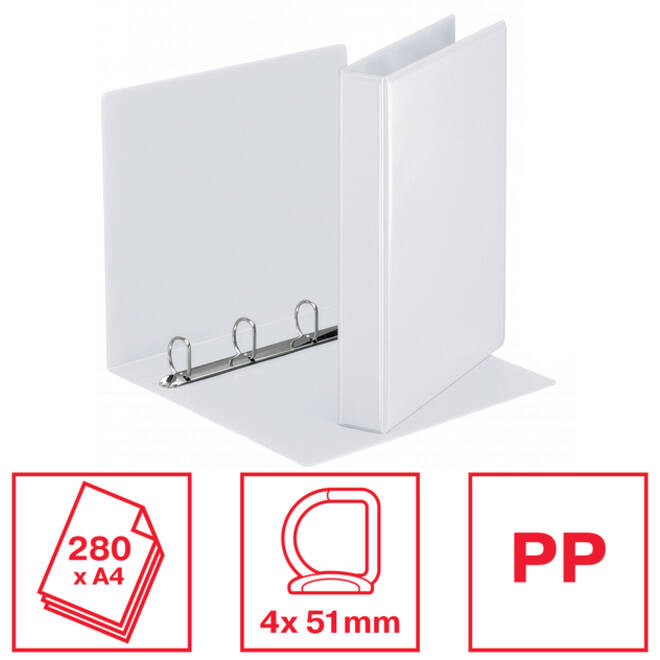 Presentatieringband Esselte Essentials panorama A4 2-rings D-mechaniek 51mm wit