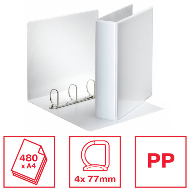 Presentatieringband Esselte Essentials panorama A4 4-rings D-mechaniek 77mm wit