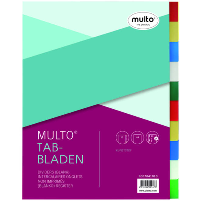 Tabbladen Multo A4 23-gaats 10-delig PP assorti