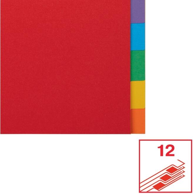 Tabbladen Esselte Economy A4 12-delig karton 11-rings assorti
