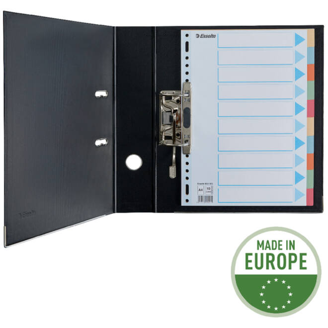 Tabbladen Esselte Premium A4 10-delig karton 23-rings assorti